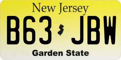 NJ license plate B63JBW