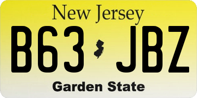 NJ license plate B63JBZ