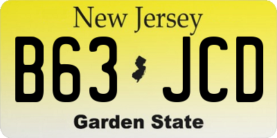 NJ license plate B63JCD