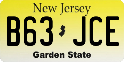 NJ license plate B63JCE