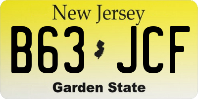 NJ license plate B63JCF