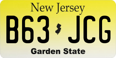 NJ license plate B63JCG