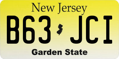 NJ license plate B63JCI