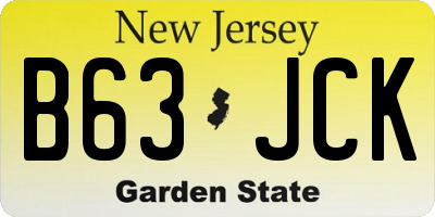 NJ license plate B63JCK