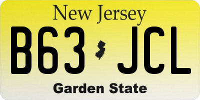 NJ license plate B63JCL