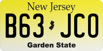 NJ license plate B63JCO