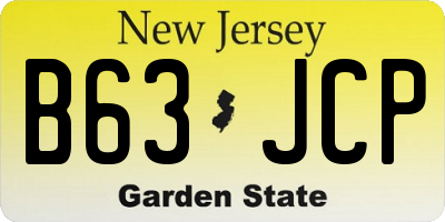 NJ license plate B63JCP