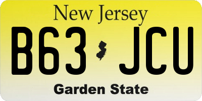 NJ license plate B63JCU