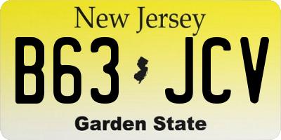 NJ license plate B63JCV