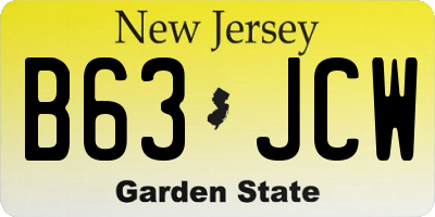 NJ license plate B63JCW