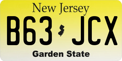 NJ license plate B63JCX