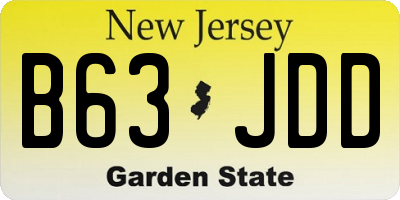 NJ license plate B63JDD