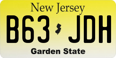 NJ license plate B63JDH