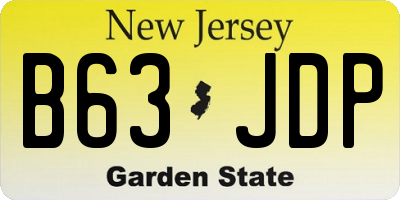 NJ license plate B63JDP