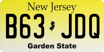 NJ license plate B63JDQ