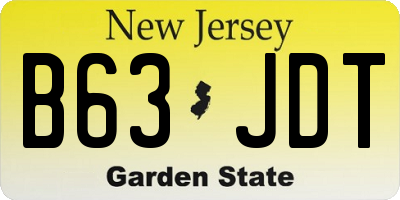 NJ license plate B63JDT