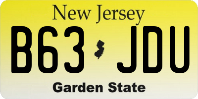 NJ license plate B63JDU