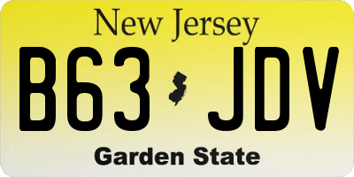 NJ license plate B63JDV