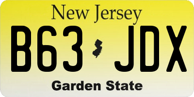 NJ license plate B63JDX