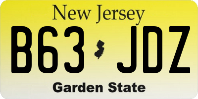 NJ license plate B63JDZ