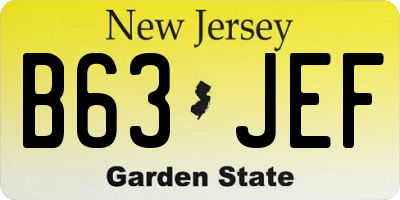 NJ license plate B63JEF