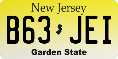 NJ license plate B63JEI
