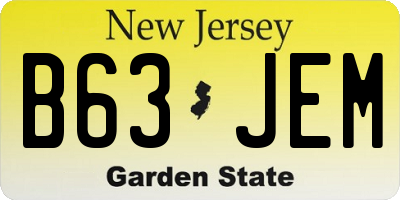 NJ license plate B63JEM