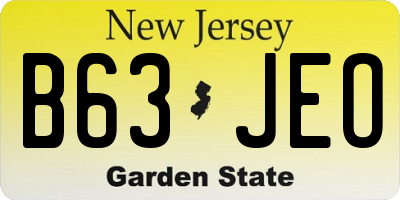 NJ license plate B63JEO