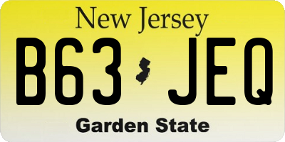 NJ license plate B63JEQ