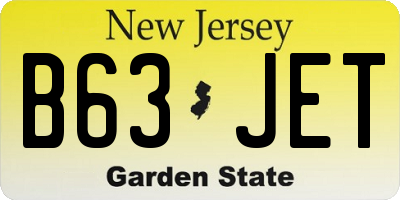 NJ license plate B63JET
