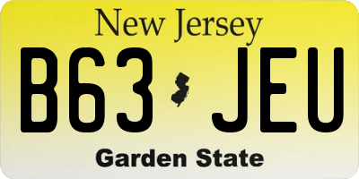 NJ license plate B63JEU