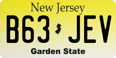 NJ license plate B63JEV