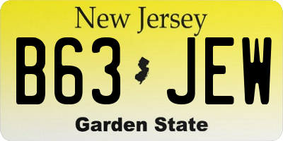 NJ license plate B63JEW