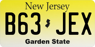 NJ license plate B63JEX