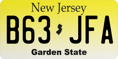 NJ license plate B63JFA