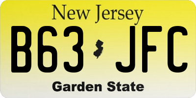 NJ license plate B63JFC