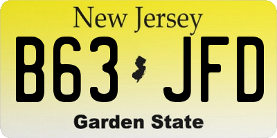NJ license plate B63JFD
