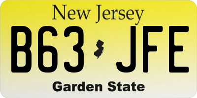 NJ license plate B63JFE