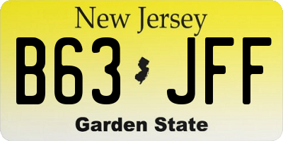 NJ license plate B63JFF