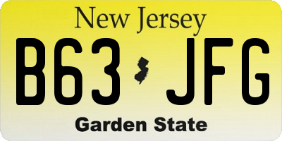 NJ license plate B63JFG