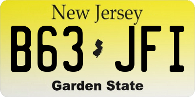 NJ license plate B63JFI