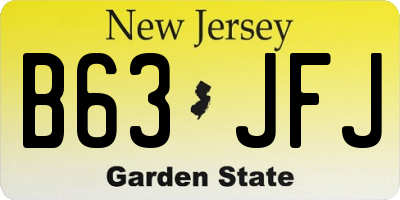 NJ license plate B63JFJ