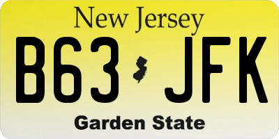 NJ license plate B63JFK