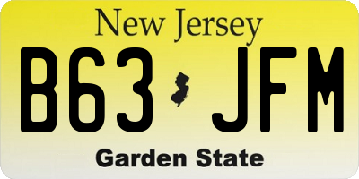 NJ license plate B63JFM