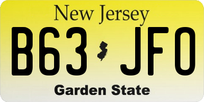 NJ license plate B63JFO