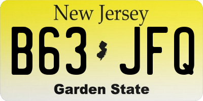 NJ license plate B63JFQ