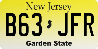 NJ license plate B63JFR