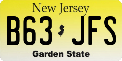 NJ license plate B63JFS