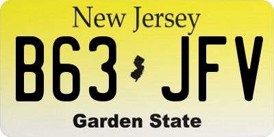 NJ license plate B63JFV