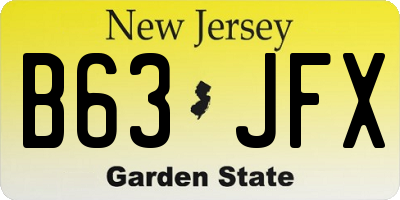 NJ license plate B63JFX